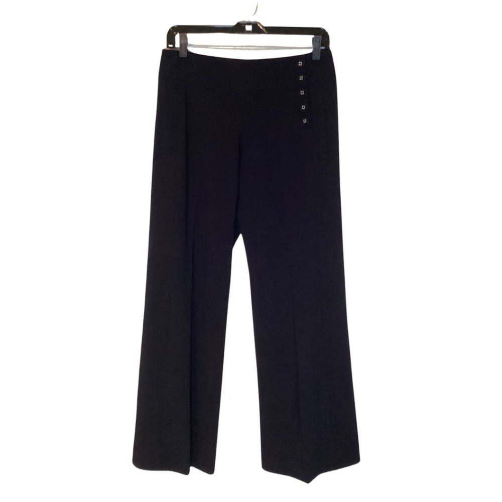 Cabi Pants Women’s 2 Black Trousers Wide Leg Side Button Work Career Office